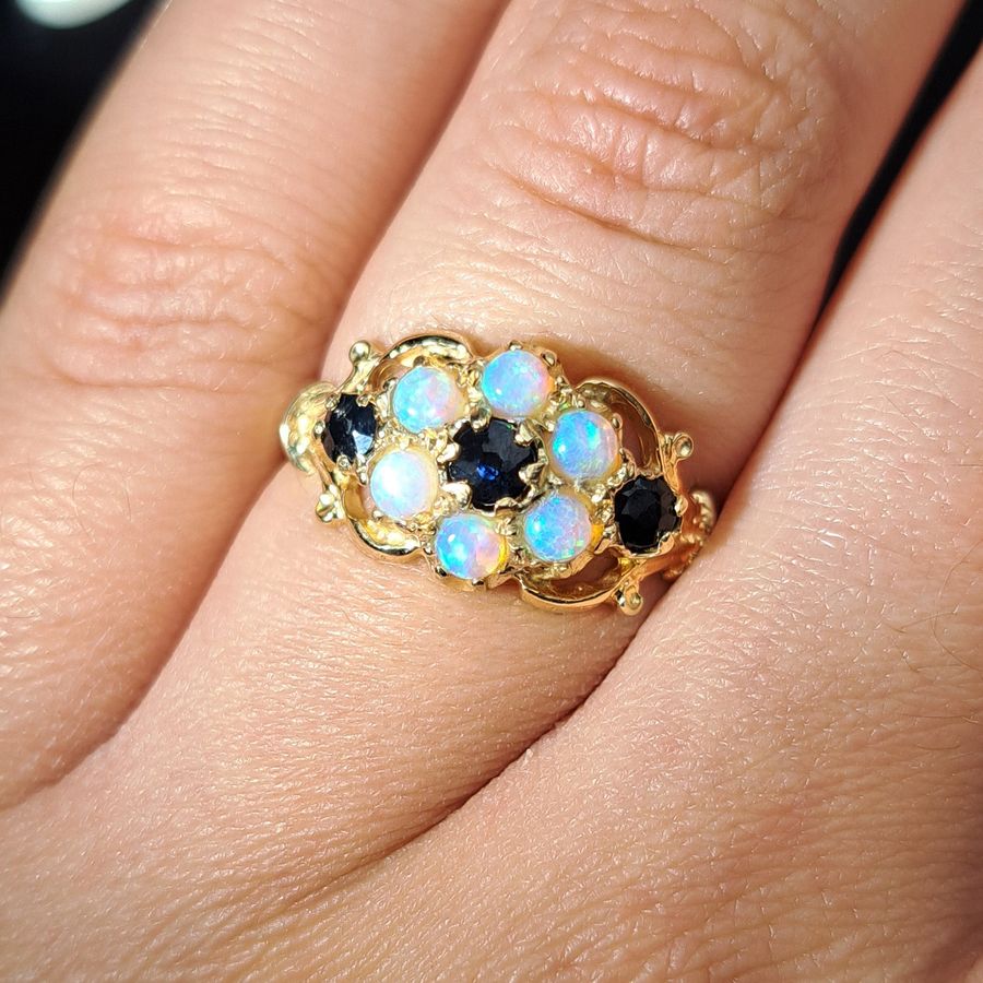 Antique The Vintage Opal and Sapphire Bloom Ring