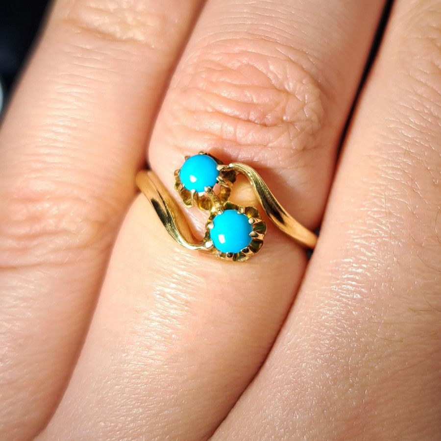 Antique The Antique Victorian 1893 Turquoise Toi Et Moi Ring