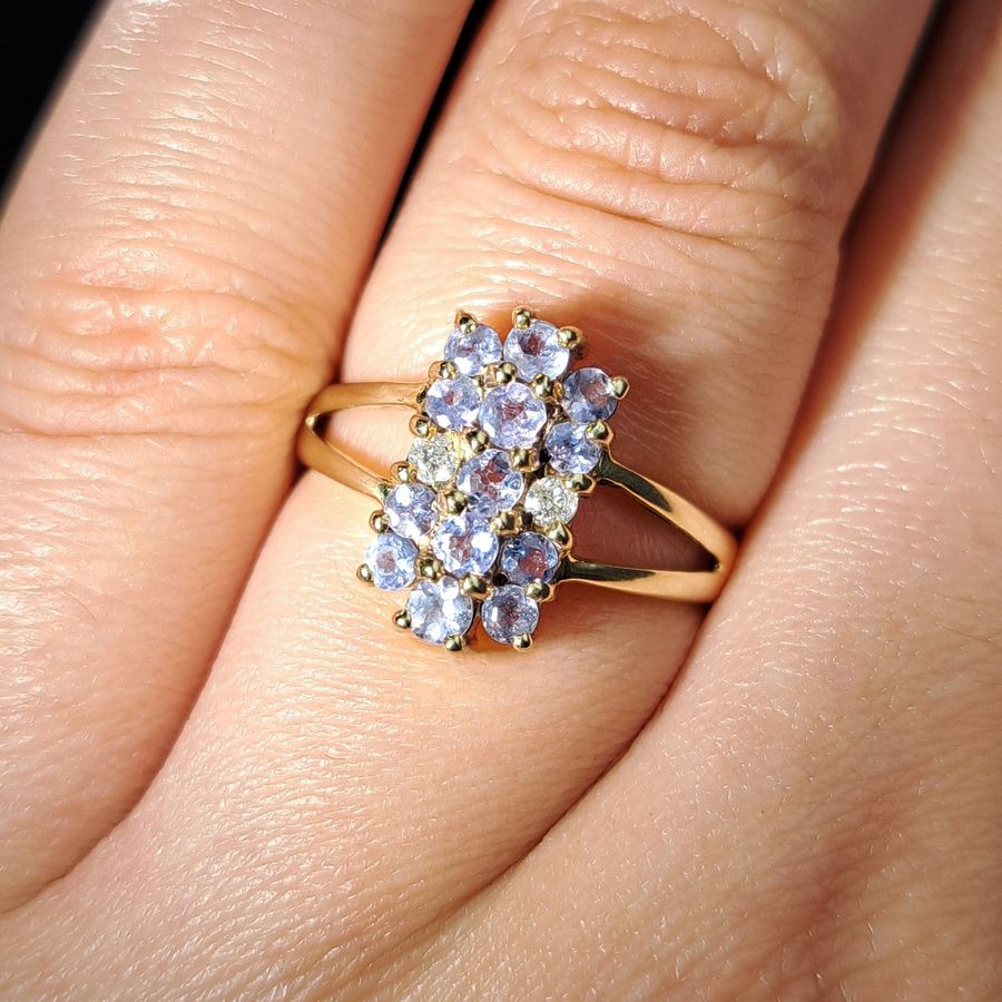 Antique The Contemporary Tanzanite and Diamond Cluster Ring