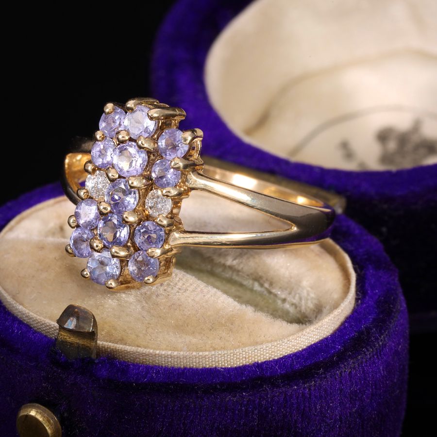 Antique The Contemporary Tanzanite and Diamond Cluster Ring