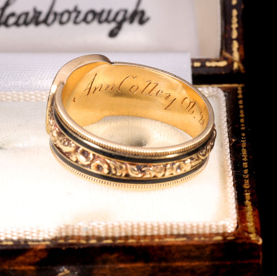 Antique The Antique Georgian 1820 Hairwork and Enamel Mourning Ring