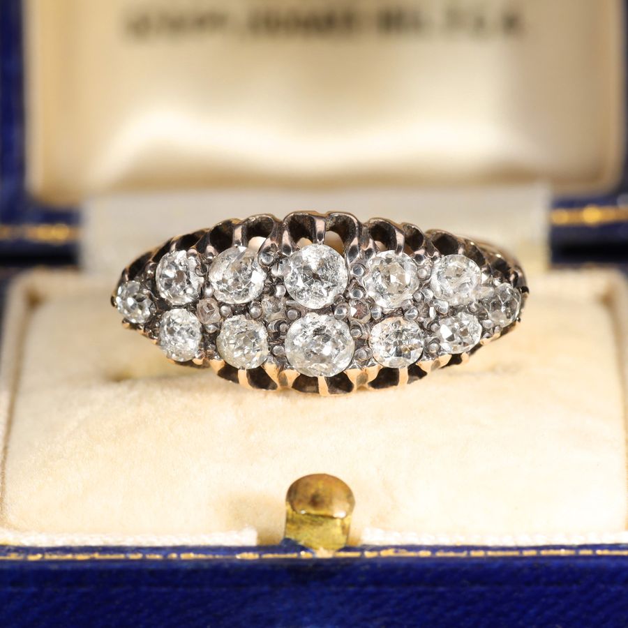 The Antique Victorian Old Cut Diamond Double Row Ring