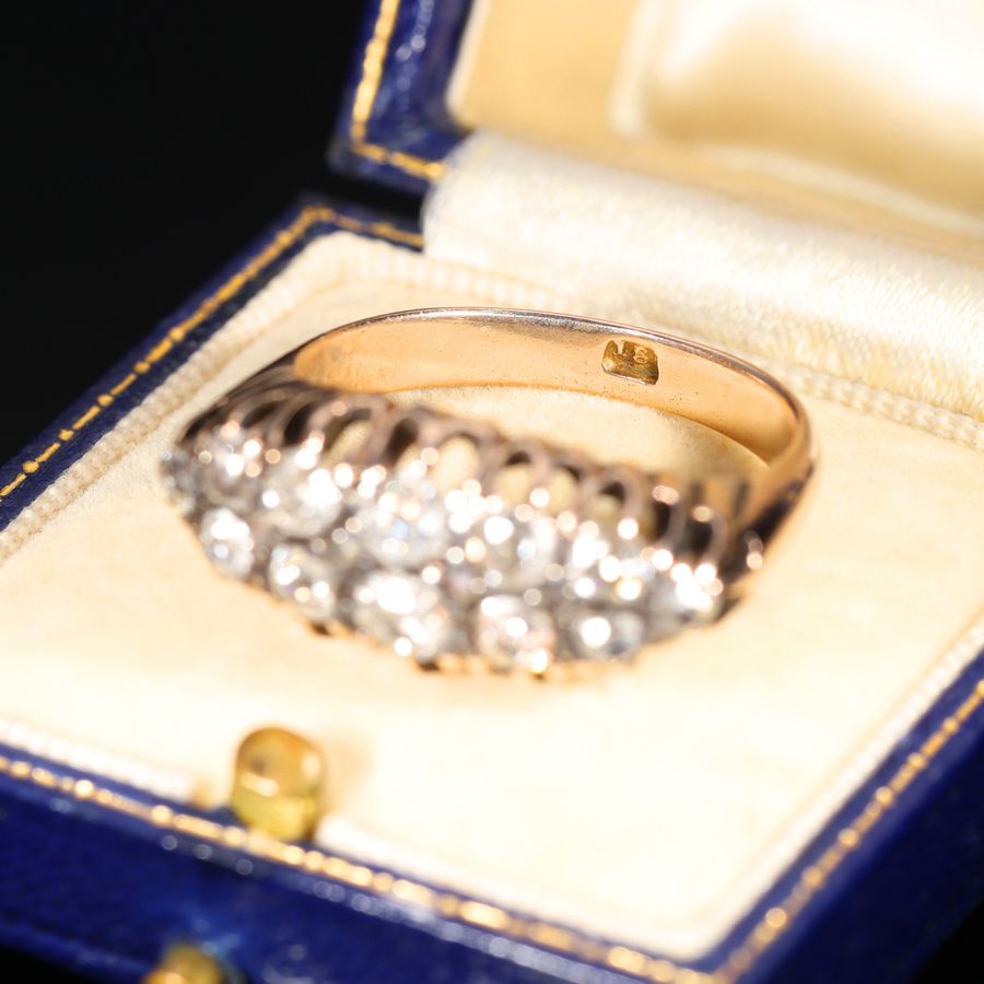 Antique The Antique Victorian Old Cut Diamond Double Row Ring