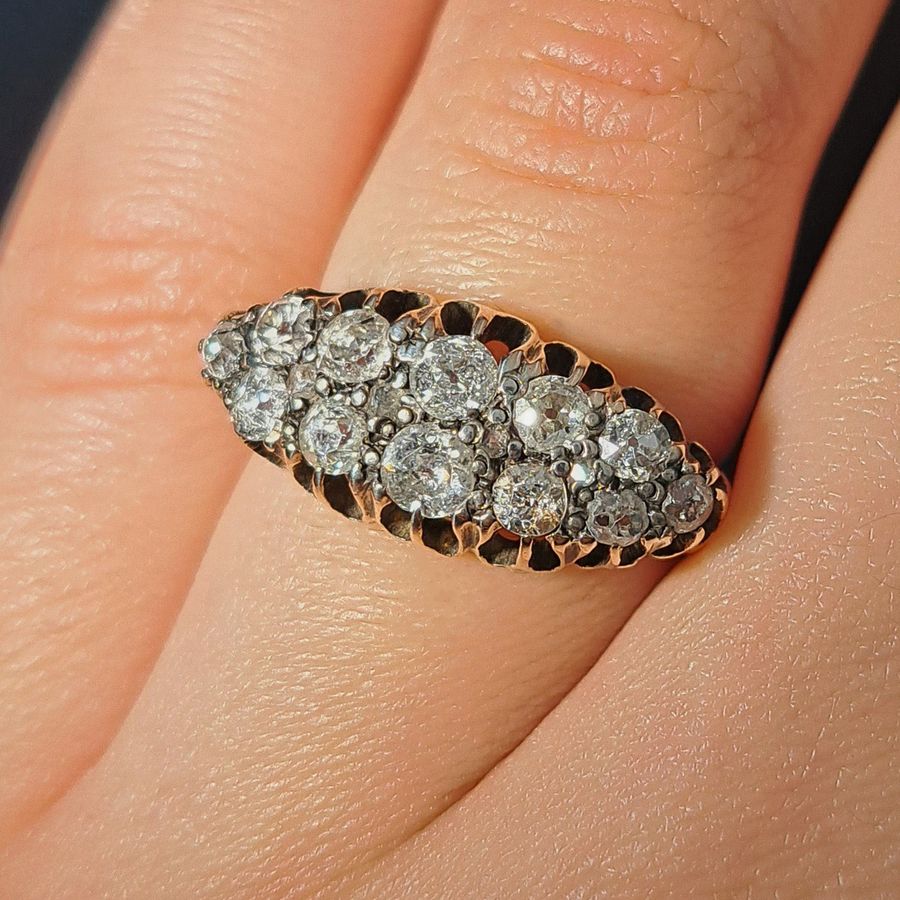 Antique The Antique Victorian Old Cut Diamond Double Row Ring