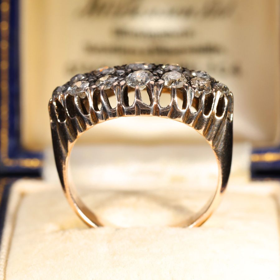 Antique The Antique Victorian Old Cut Diamond Double Row Ring