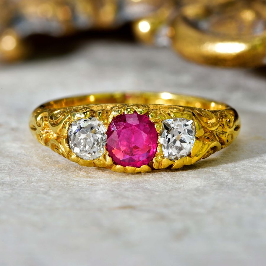 Antique The Antique Victorian 1876 Ruby and Old Cut Diamond Magnificent Ring