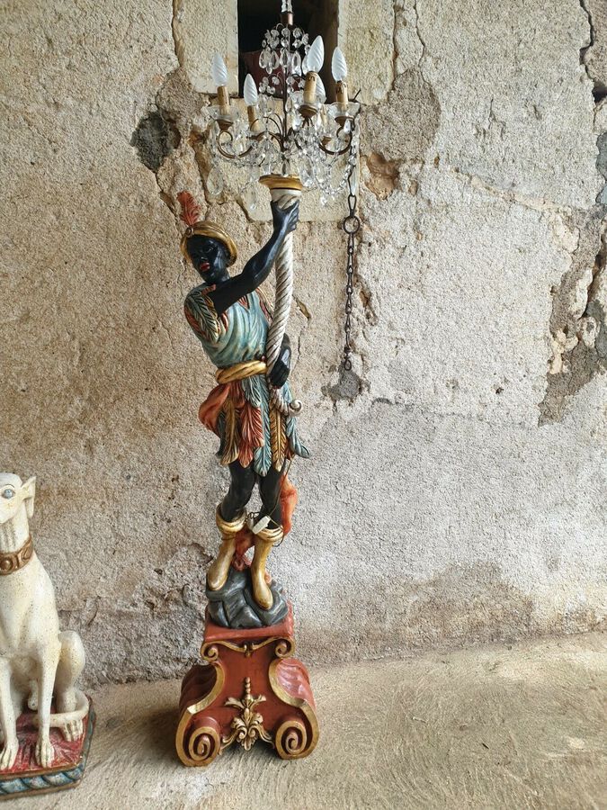 Antique Antique Lamp, Venetian Blackamoor Floor Lamp