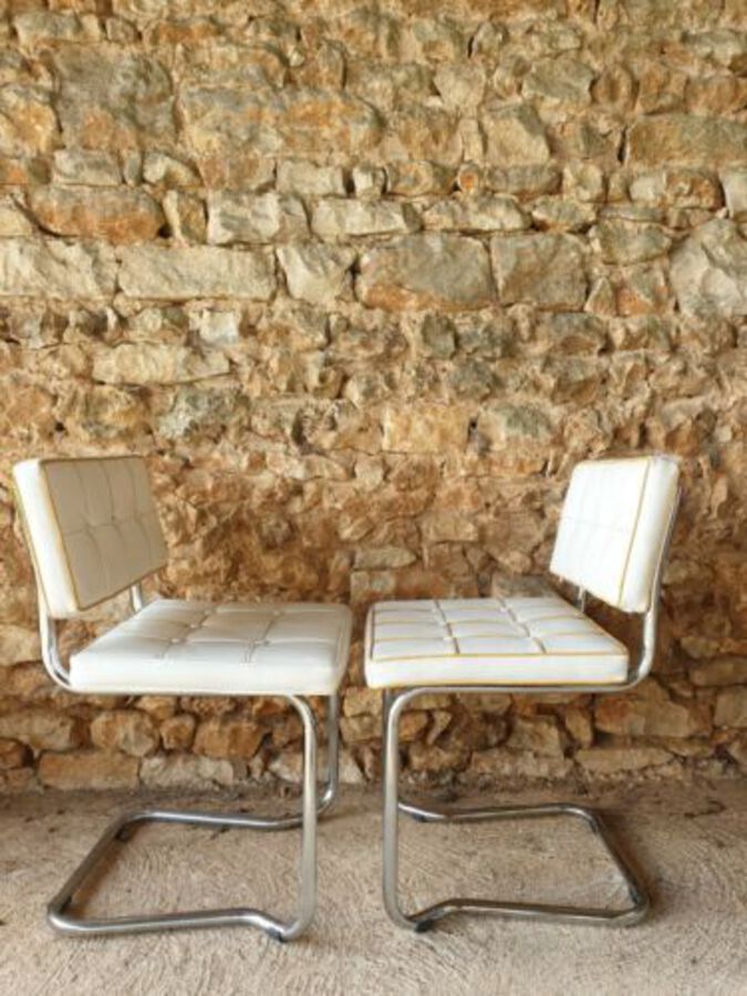 Antique Mid Century Chairs, Modernist 1970s Italian Industrial Designer Chairs