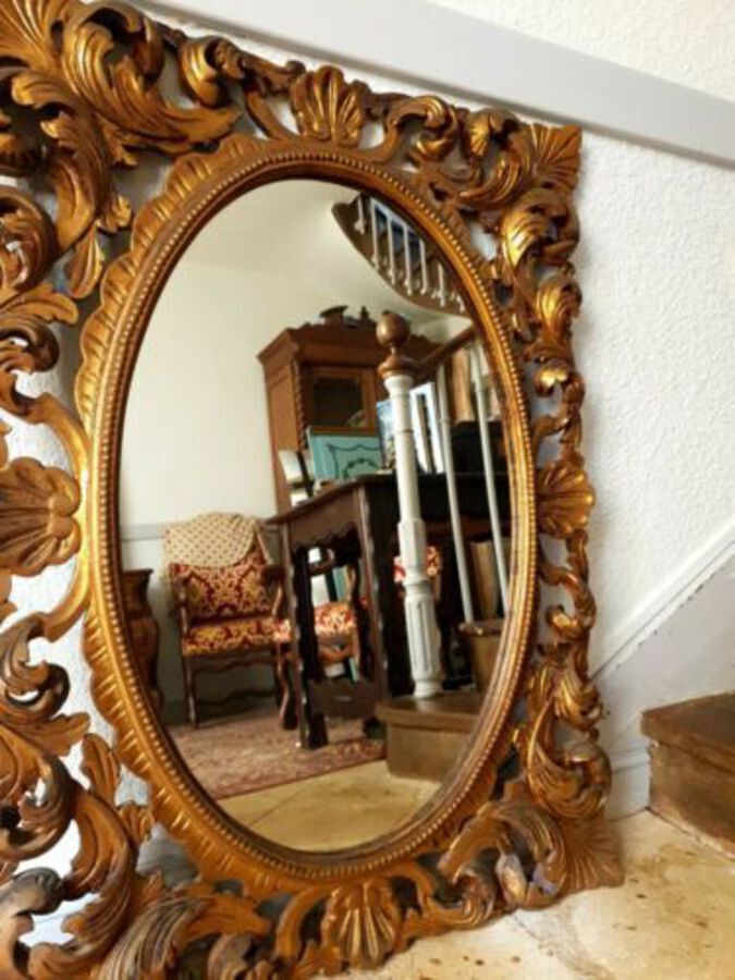 Antique French Mirror,  Gilt Baroque Style Mirror