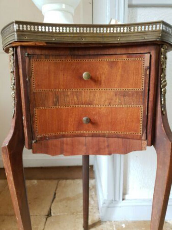 Antique French Bedside Table, Kidney Shaped 19th Century