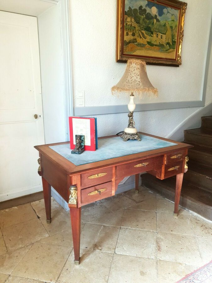 Antique Desk, Empire Athenian Style Flat Desk