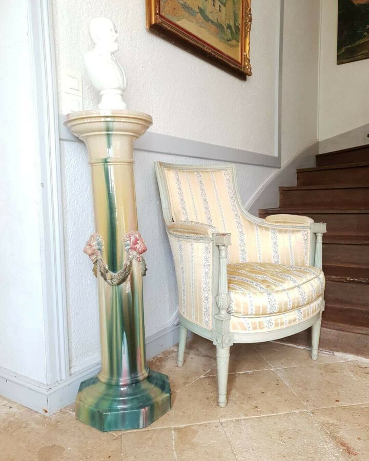 Antique Antique Pedestal Stand, French Ceramic Column