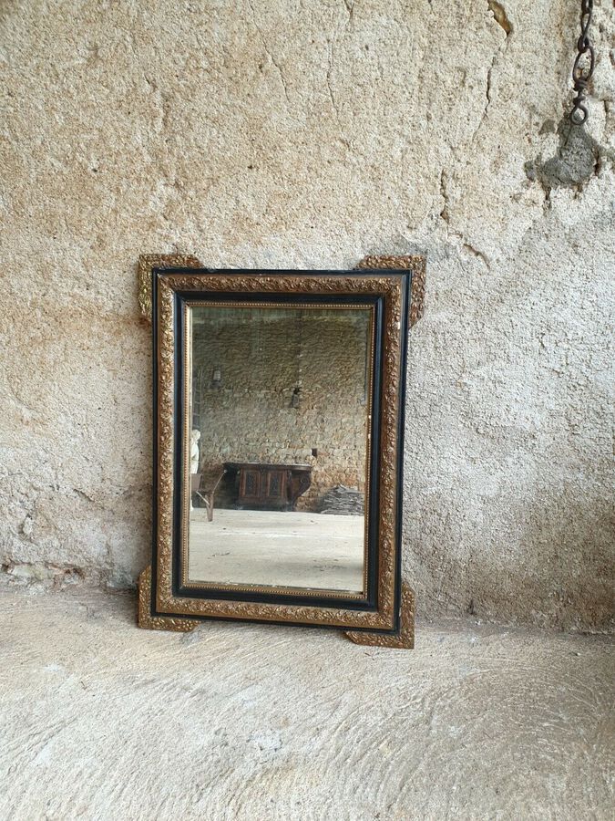 Antique French Mirror, Black Napoleon III Style French Mirror