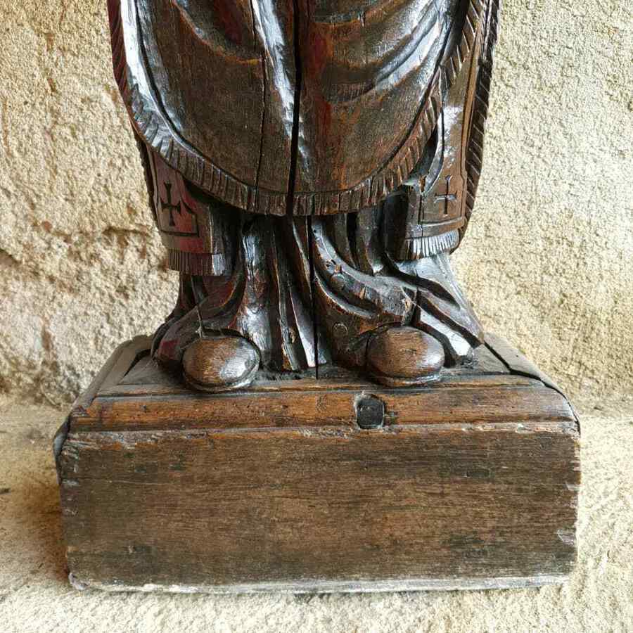 Antique Antique Statue, Wooden Martyr Bishop (from Chateau Tours)