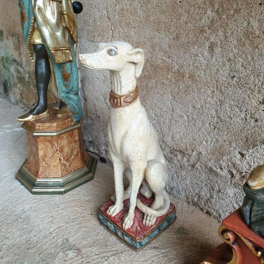 Antique Statue Dog, Superb Italian Sitting Greyhound Statue