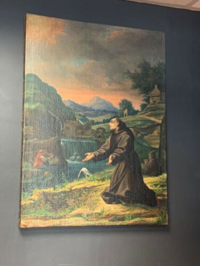 Oil Painting 19th Century, Canvas "Saint Francis of Assisi