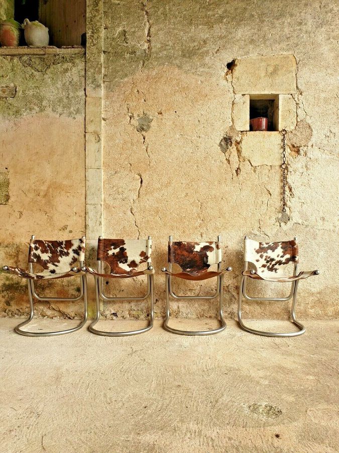 Antique Mid Century Chairs, Modernist 1970s Italian Industrial Designer Retro
