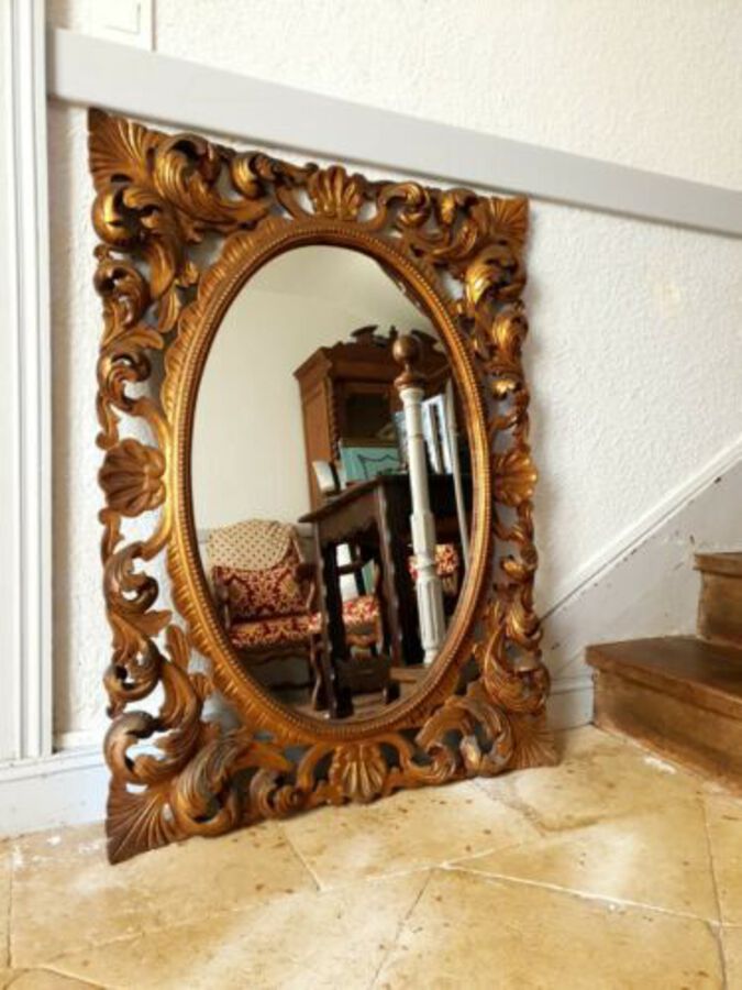 Antique French Mirror,  Gilt Baroque Style Mirror