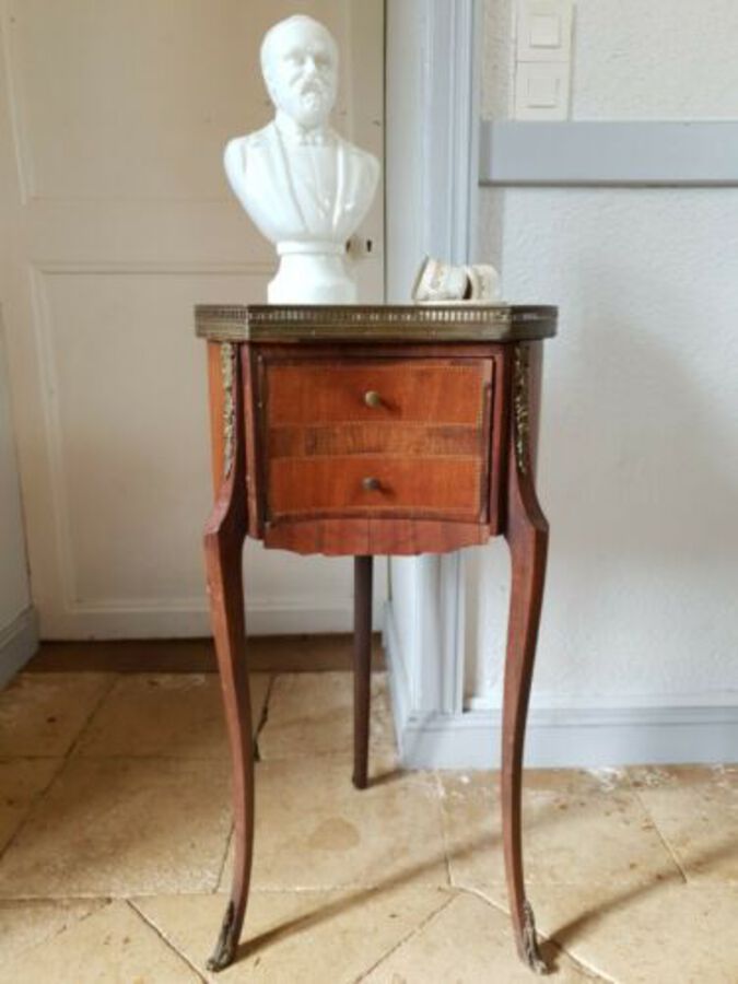 Antique French Bedside Table, Kidney Shaped 19th Century
