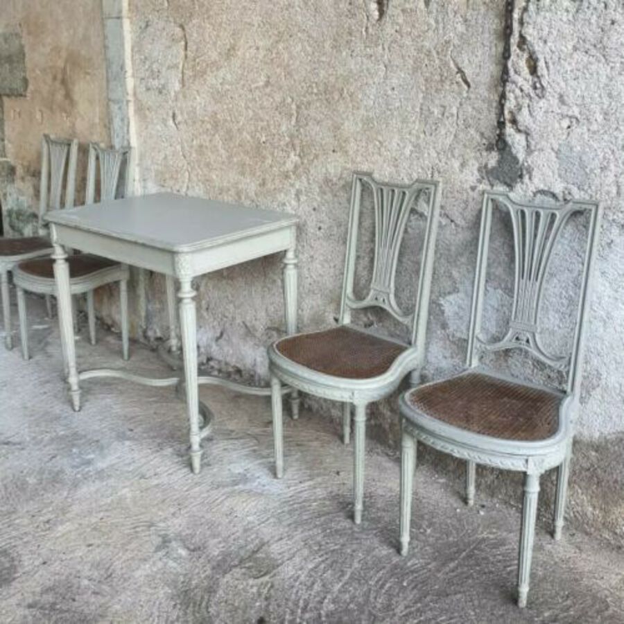 Antique French Chairs, Louis XVI Style Dining Chairs & Table