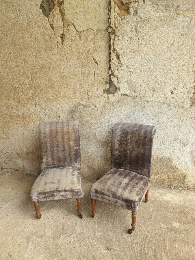 Antique French Chairs, Pair of Antique Napoleon III Old Children's Chairs
