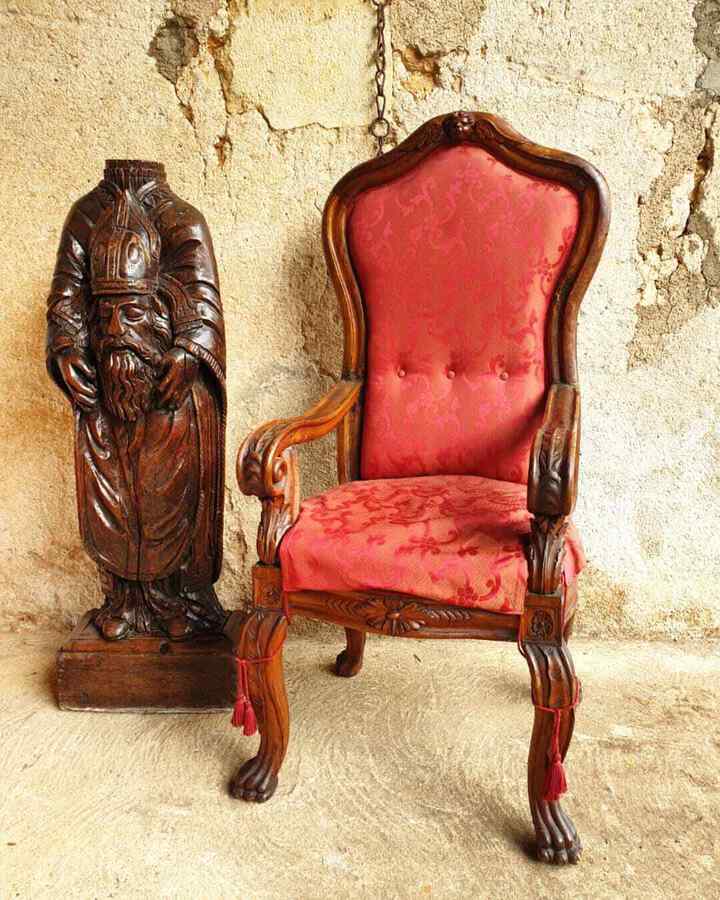 Antique Antique Chair, Italian Large Monastery Chair 18th Century