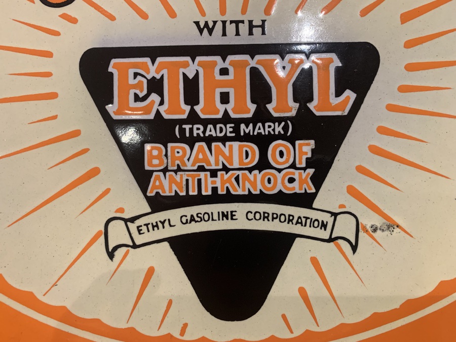 Antique Pratts Ethyl Petrol vintage double sided enamelled steel advertising sign
