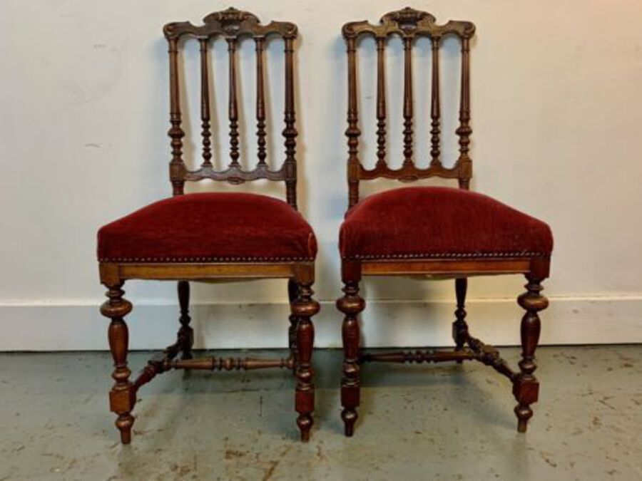 A Rare & Beautiful Pair of Antique Victorian Carved Upholstered Chairs. C1880