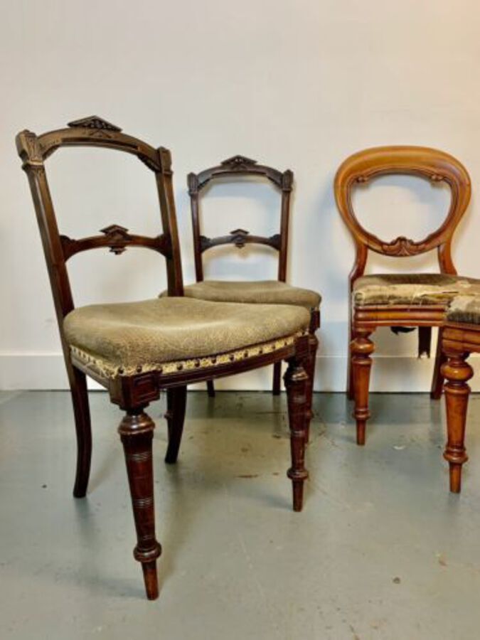 A Rare & Beautiful 140 Year Old Set of Late Victorian Harlequin Chairs. C 1880