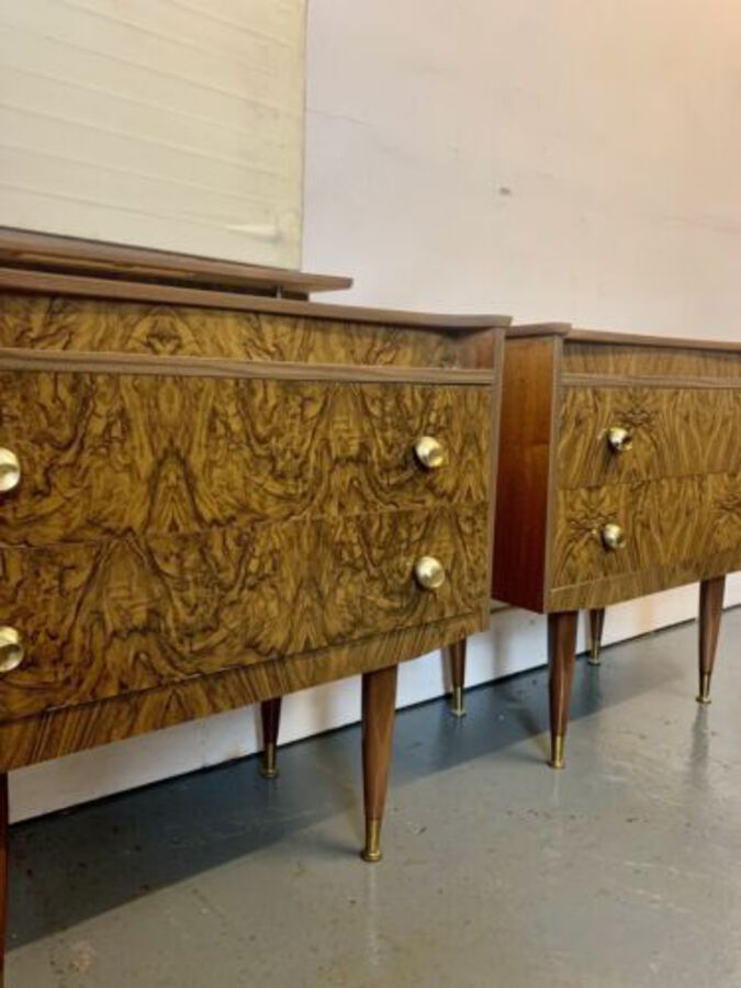 Antique A Beautiful Matching 1950’s Retro Formica Dressing Table & Chest Of Drawers
