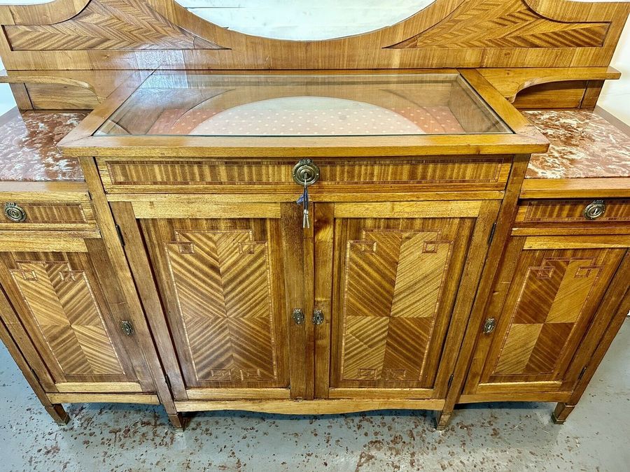 Antique A Rare & Beautiful 120 Year Old Large Antique French Inlaid Sideboard. C1900