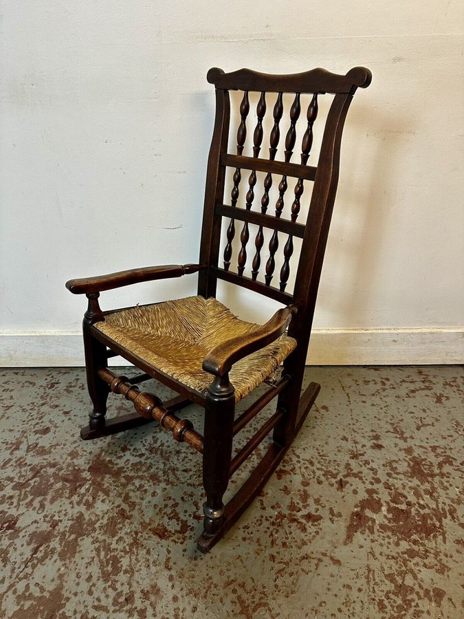 A Rare & Beautiful 160 Year Old Victorian Antique Oak Rocking Chair. C1860