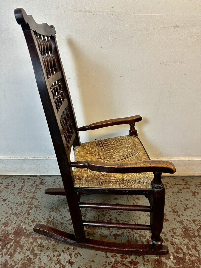 Antique A Rare & Beautiful 160 Year Old Victorian Antique Oak Rocking Chair. C1860