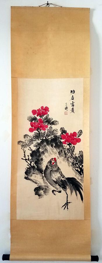Flower scroll with birds and flowers