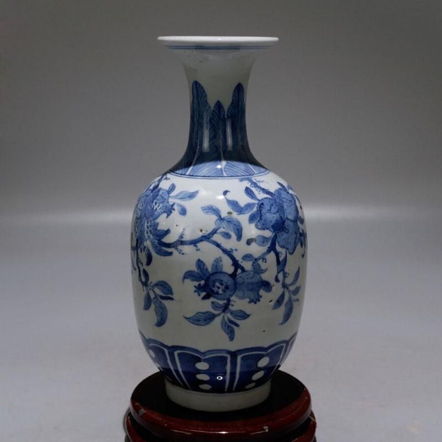 Blue and white floral vase