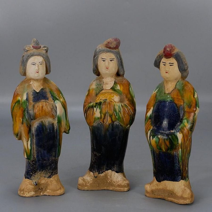 Tri-colored Lady Fat Girl Glazed Pottery