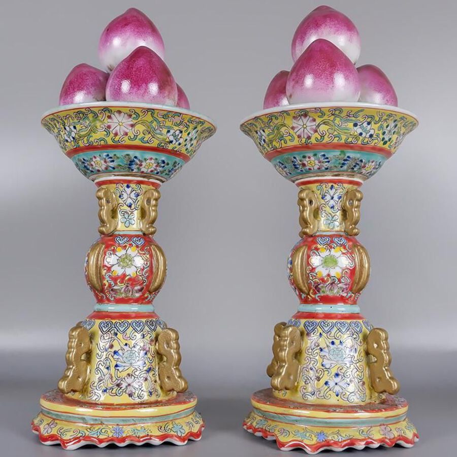 A famille-rose floral vase with gilded longevity peaches