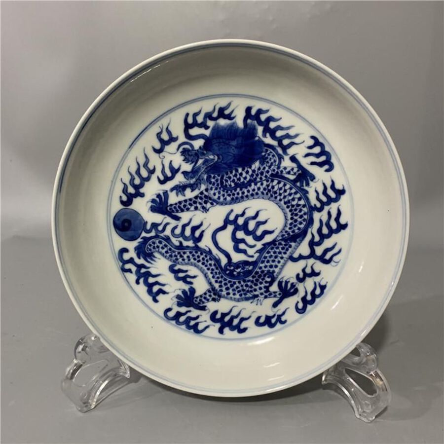 Jiangxi porcelain company blue and white dragon plate