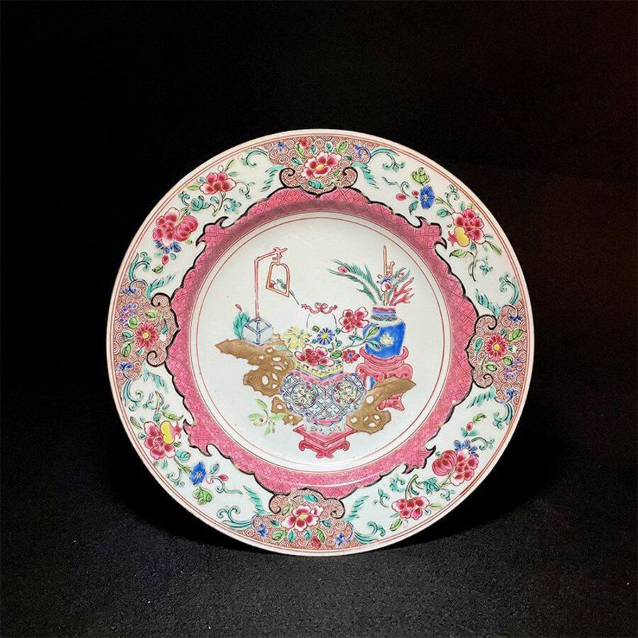 Qing dynasty gilt-painted floral folded dish
