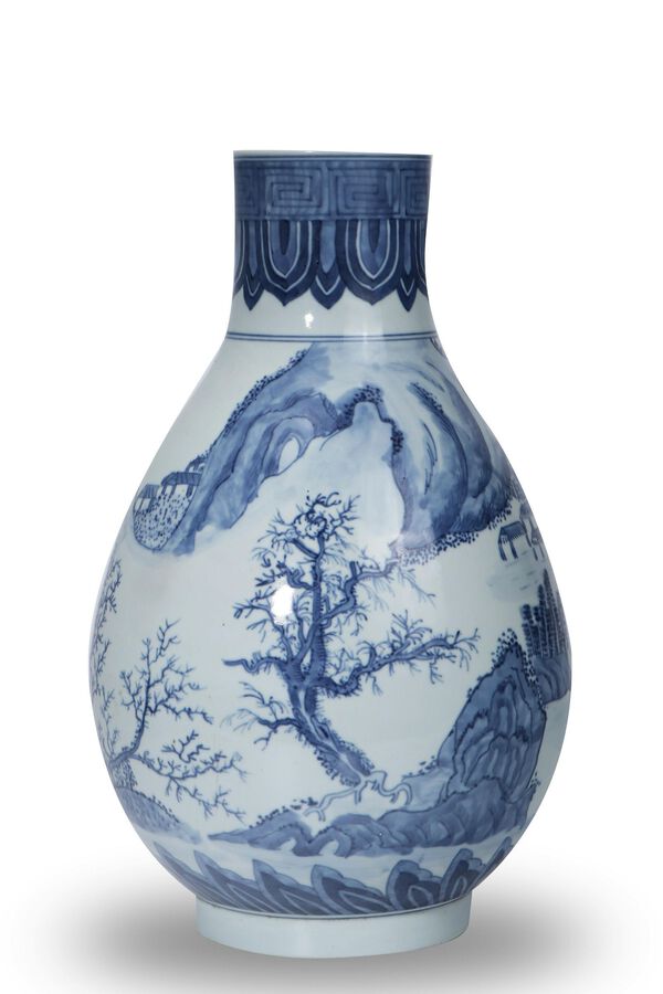 Blue and white water vase