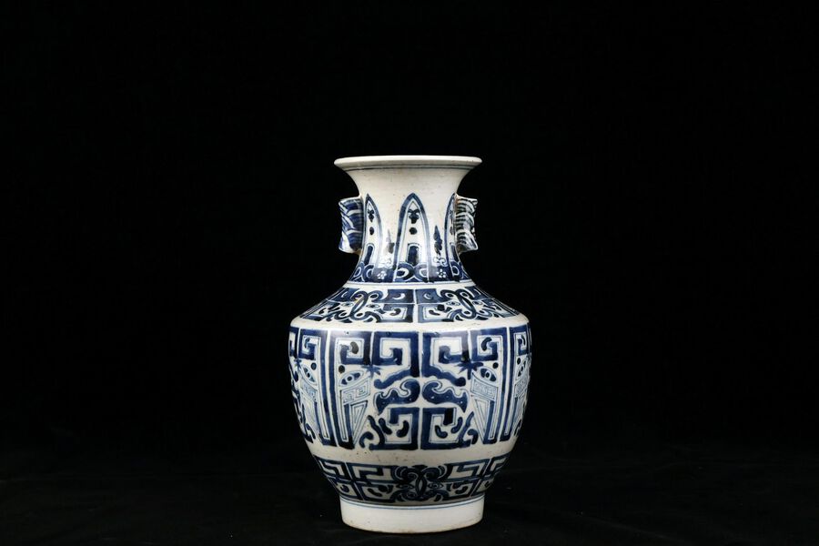 Blue-and-white amphora vase