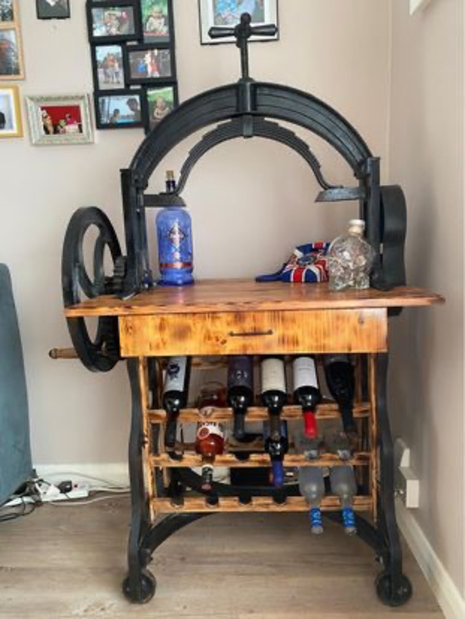 Antique Vintage Mangle Up Scaled to a Wine Rack and Shelf
