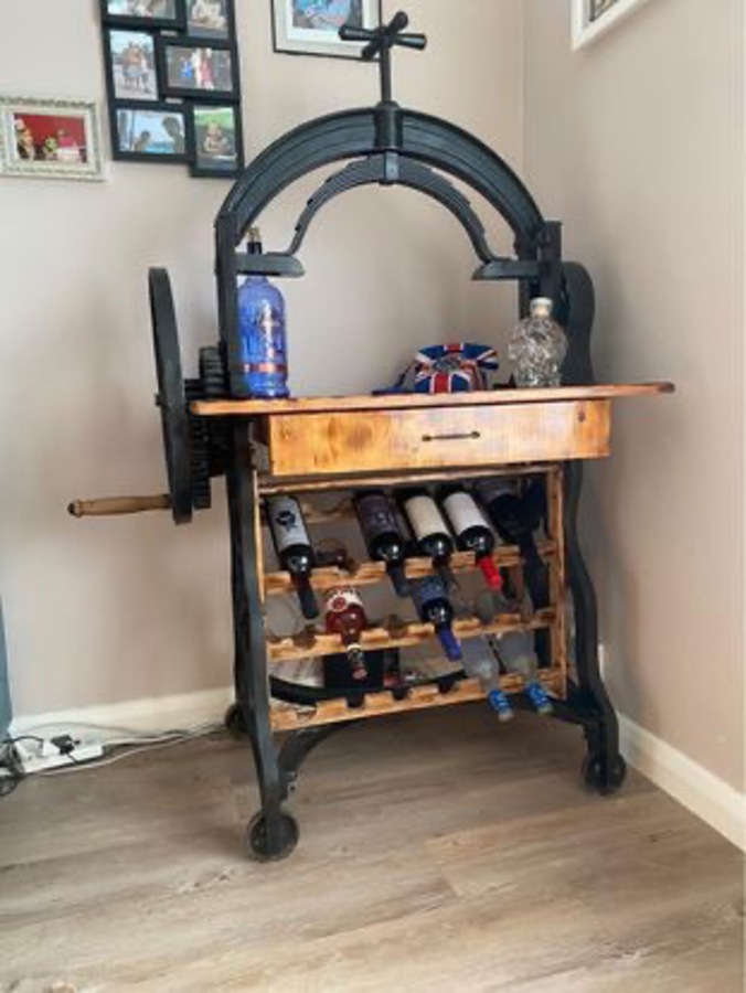 Antique Vintage Mangle Up Scaled to a Wine Rack and Shelf