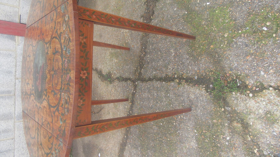 Antique ANTIQUE PAINTED SATINWOOD PEMBROKE TABLE 