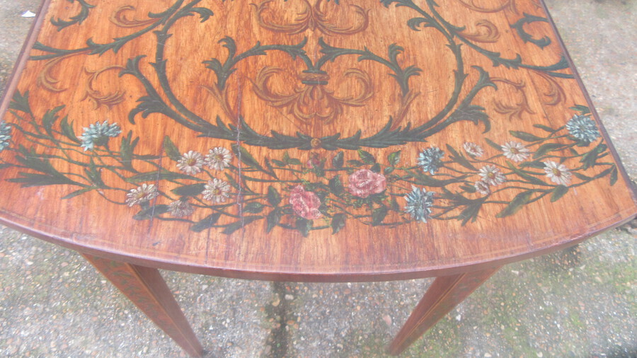 Antique ANTIQUE PAINTED SATINWOOD PEMBROKE TABLE 