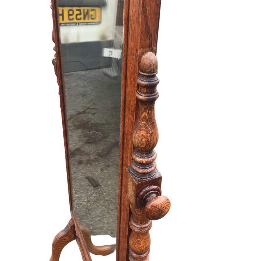 Antique Antique Oak Cheval Mirror 