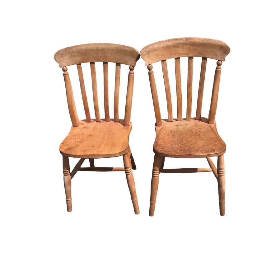 Antique Four Antique Victorian Country Slatt Back Dining Chairs