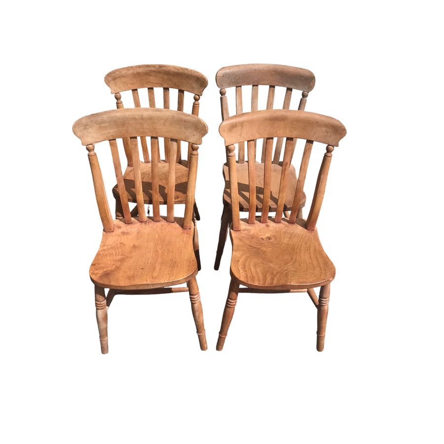 Antique Four Antique Victorian Country Slatt Back Dining Chairs