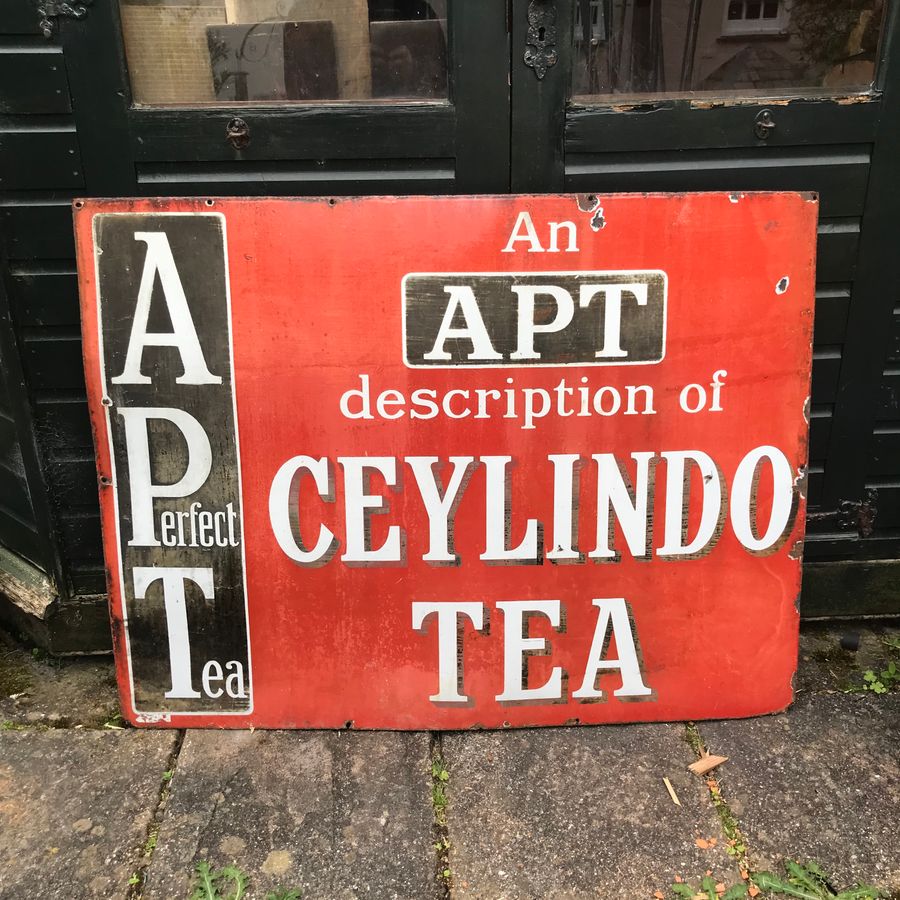 Antique Ceylindo Tea Enamel Advertising Sign
