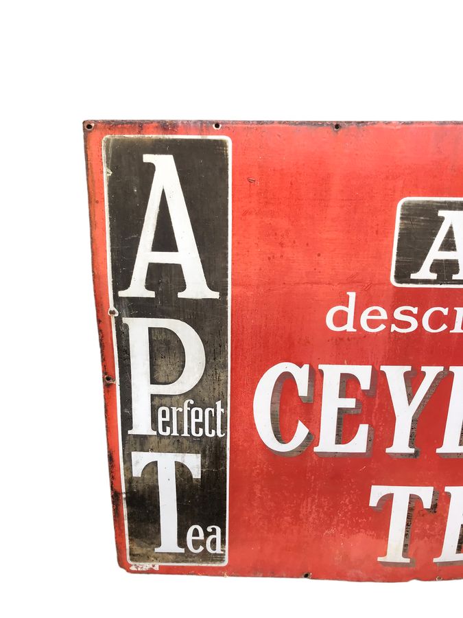 Antique Antique Ceylindo Tea Enamel Advertising Sign 
